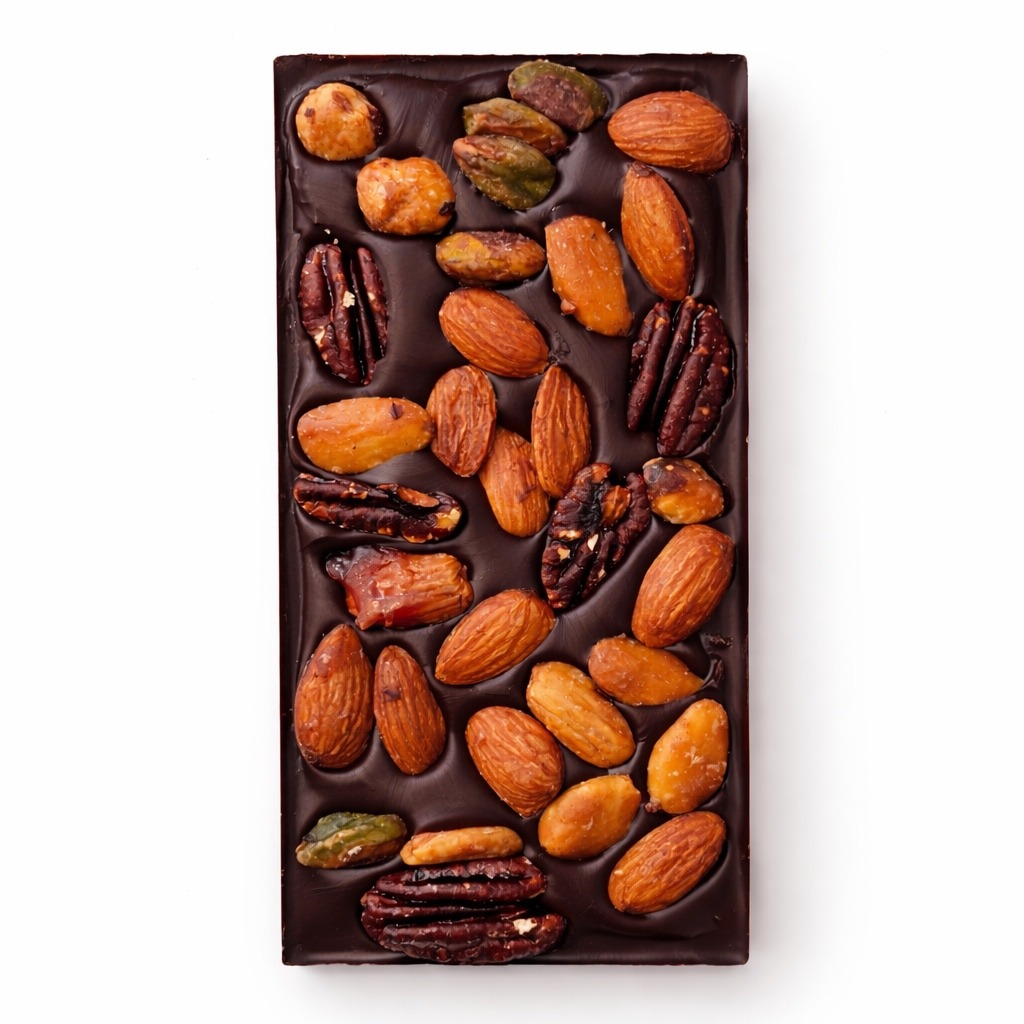 Tablette aux mendiants chocolat noir 66 % cacao